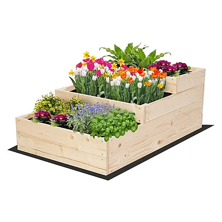 Hochbeete TREPPEN Holz | HxBxT 36x60x93 cm | Holz | Natur