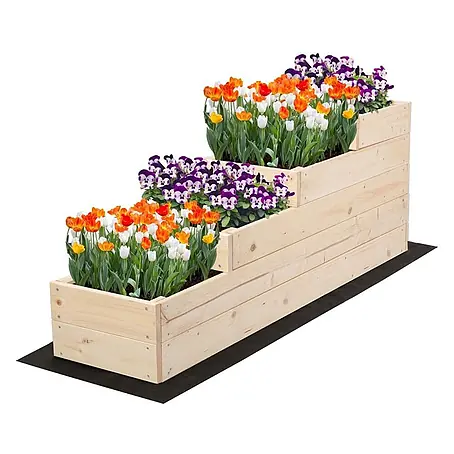 Hochbeete TREPPEN Holz | HxBxT 45x30x120 cm | Holz | Natur