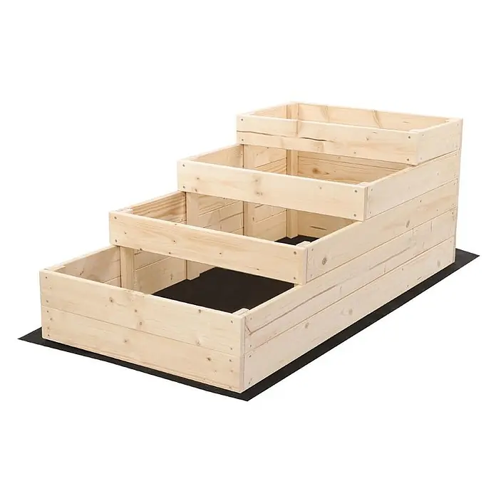 Hochbeete TREPPEN Holz | HxBxT 45x60x120 cm | Holz | Natur -  - Gestuftes Hochbeet aus hellem Holz mit drei Ebenen.
