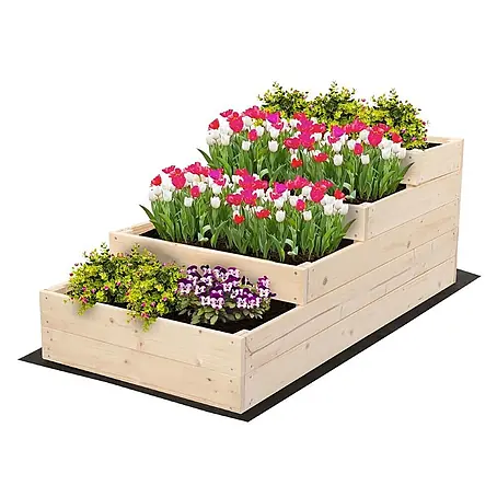 Hochbeete TREPPEN Holz | HxBxT 45x60x120 cm | Holz | Natur