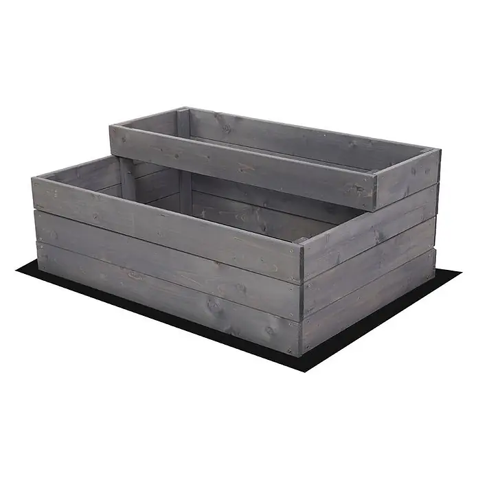 Hochbeete TREPPEN Holz | HxBxT 36x90x63 cm | Holz | Grau -  - Zweistufiges graues Hochbeet aus Holz.