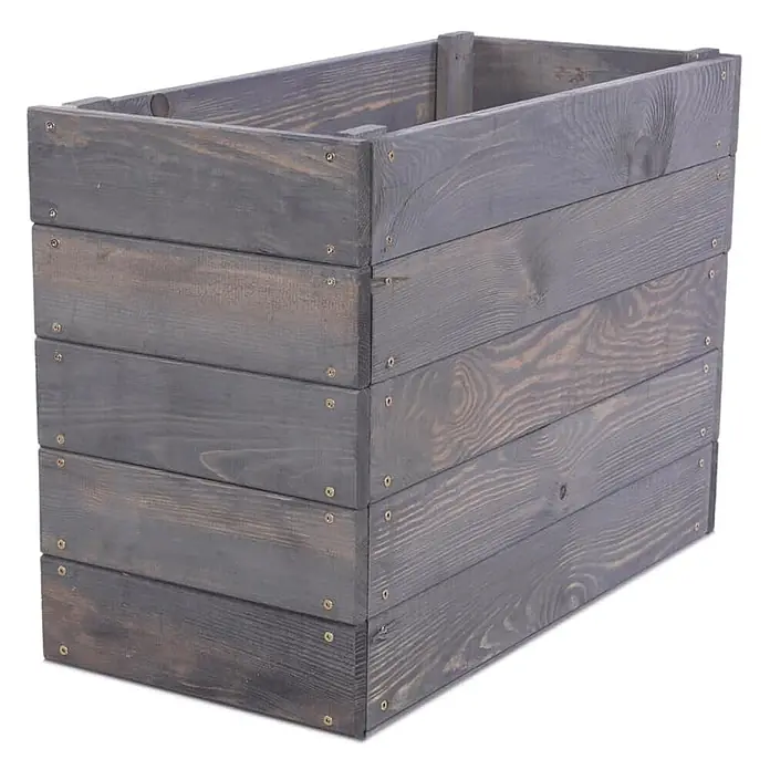 Hochbeete Growline Holz | HxBxT 45x63x30 cm | Kieferholz | Grau -  - Grauer hölzerner Latten-Pflanzkasten.