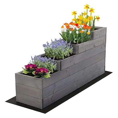 Hochbeete TREPPEN Holz | HxBxT 54x30x120 cm | Holz | Grau