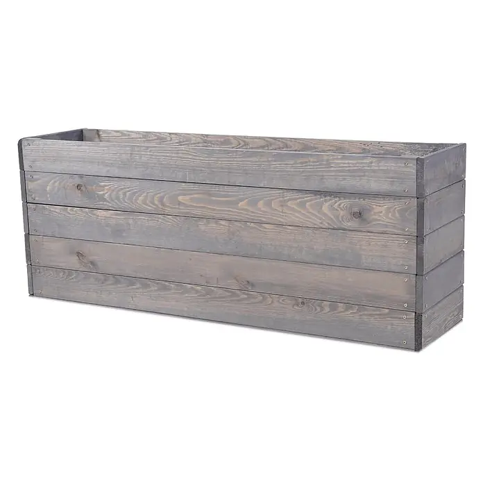 Hochbeete Growline Holz | HxBxT 45x120x30 cm | Kieferholz | Grau -  - Rechteckiger Pflanzkasten aus Holz mit grau-brauner, verwitterter Oberfläche.