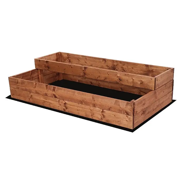 Hochbeete TREPPEN Holz | HxBxT 27x117x63 cm | Holz | Braun -  - Braunes, zweistöckiges Hochbeet aus Holz.
