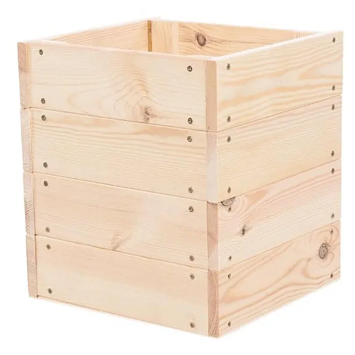 Hochbeete Growline Holz | HxBxT 36x33x30 cm | Kieferholz | Natur -  - Heller hölzerner Pflanzkasten aus horizontalen Latten, mit Schrauben befestigt.