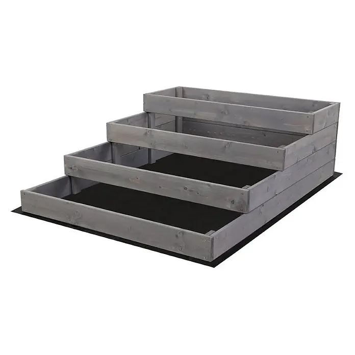 Hochbeete TREPPEN Holz | HxBxT 36x90x120 cm | Holz | Grau -  - Gestuftes graues Hochbeet aus Holz mit vier Ebenen für vielseitiges Bepflanzen.
