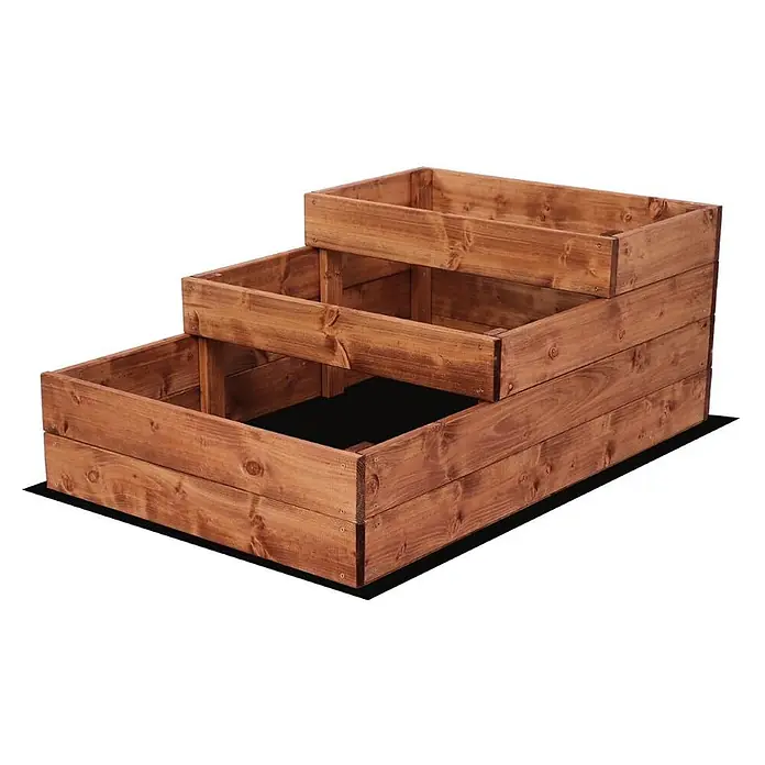 Hochbeete TREPPEN Holz | HxBxT 36x60x93 cm | Holz | Braun -  - Dreistufiges Hochbeet aus warmbraunen Holzplanken, konzipiert für mehrstufiges Bepflanzen.