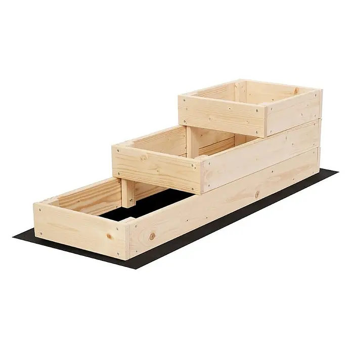 Hochbeete TREPPEN Holz | HxBxT 27x30x93 cm | Holz | Natur -  - Gestuftes Hochbeet aus hellem Naturholz mit drei Ebenen, ideal zum Bepflanzen.
