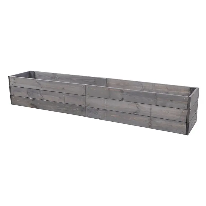 Hochbeete Growline Holz | HxBxT 27x163x30 cm | Kieferholz | Grau -  - Langer, rechteckiger Pflanzkasten aus grauem Holz.