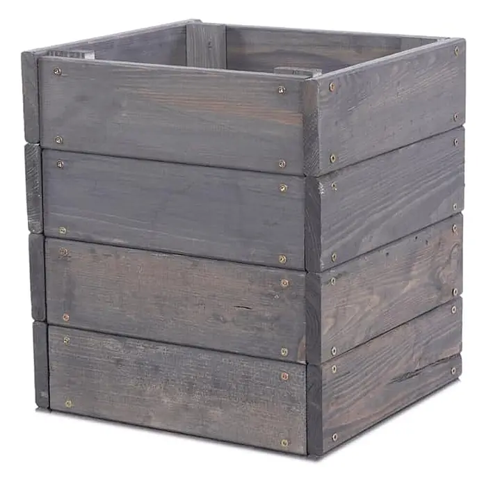 Hochbeete Growline Holz | HxBxT 36x33x30 cm | Kieferholz | Grau -  - Quadratischer Pflanzkübel aus grauem Holz mit Lattenseiten und sichtbaren Schrauben.