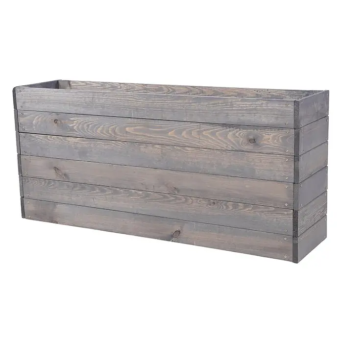 Hochbeete Growline Holz | HxBxT 54x120x30 cm | Kieferholz | Grau -  - Rechteckiger Pflanzkasten aus Holz mit grau gewaschener Oberfläche für Pflanzen.