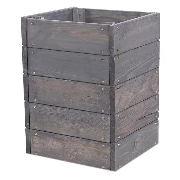 Hochbeete Growline Holz | HxBxT 45x33x30 cm | Kieferholz | Grau -  - Quadratischer Pflanzkasten aus grau gebeizten Holzbrettern, mit Schrauben befestigt.