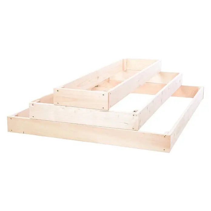 Hochbeete GardenStep Holz | HxBxT 27x90x100cm | 3 Ebenen | Holz | Natur -  - Drei gestufte rechteckige Rahmen aus hellem Naturholz.