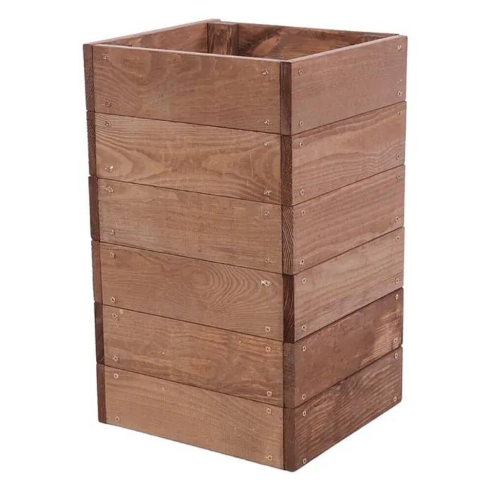Hochbeete Growline Holz | HxBxT 54x33x30 cm | Kieferholz | Braun -  - Brauner Pflanzkasten aus Holzleisten, gefertigt aus gestapelten Brettern und verschraubt.