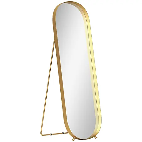 HOMCOM-Ganzkörperspiegel-50L x 6B x 160H cm-Gold Oval