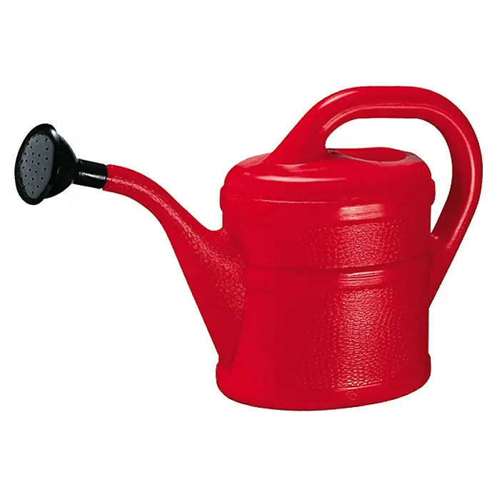 Geli Gießkanne - Rot, 2 l - Rote Gießkanne aus Kunststoff mit schwarzem Brausekopf zum Bewässern von Pflanzen im Garten oder im Haus.