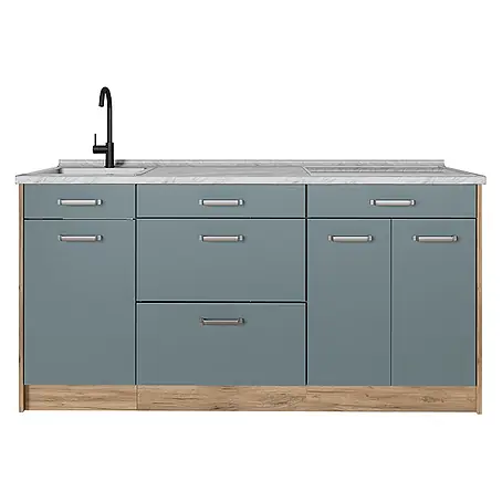 Küchenblock R-Line 160 cm Blau-Grau Art.-Nr. 67391