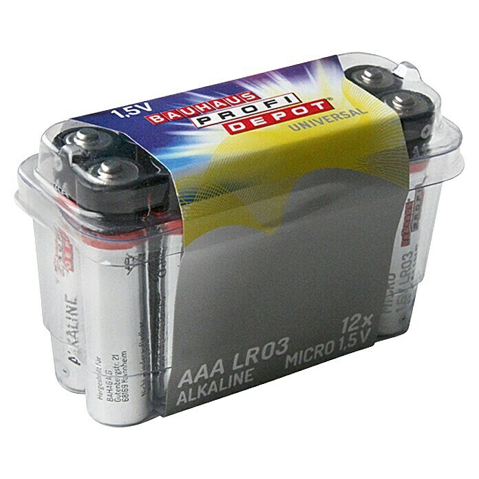 Profi Depot BatterieMicro AAA, Alkali-Mangan, 1,5 V, 12 Stk. Left Side View