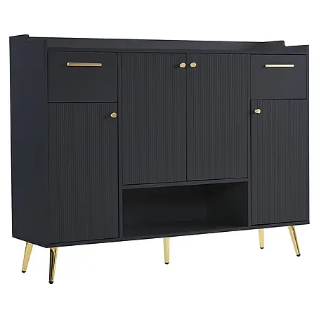 SONNENH Schuhschrank, Spanplatte, 130 x 37 cm, Schwarz