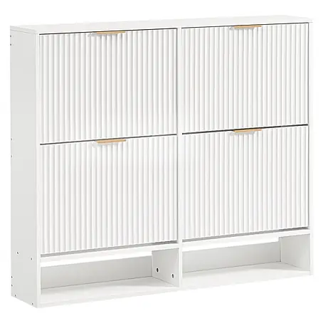 SONNENH Schuhschrank, MDF, 120 x 24 cm, Weiß