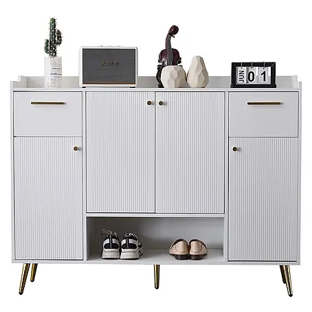 SONNENH Schuhschrank, Spanplatte, 130 x 37 cm, Weiß