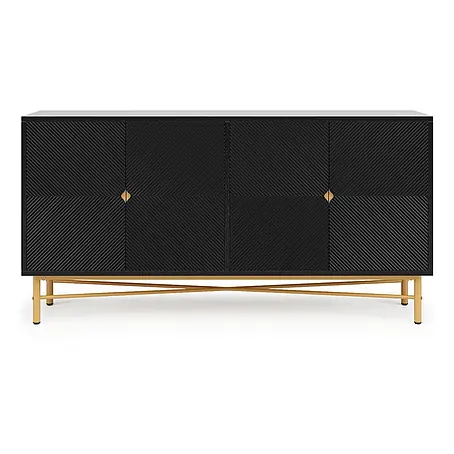 SONNENH Sideboard, MDF und Spanplatte, 160 x 40 cm, Schwarz