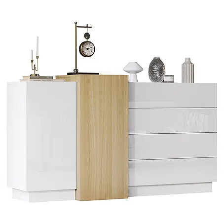 SONNENH Sideboard, MDF, 140 x 35 cm, Weiß