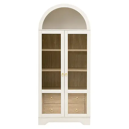 SONNENH Holz-Mehrzweckschrank, MDF und Glas, 76.2 x 40.1 cm, Weiß