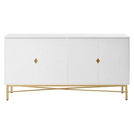 SONNENH Sideboard, MDF und Spanplatte, 160 x 40 cm, Weiß