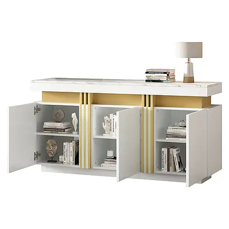 SONNENH Sideboard, Spanplatte, 140 x 38 cm, Weiß