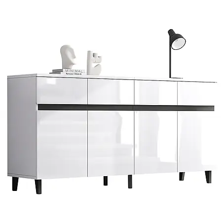 SONNENH Sideboard, Spanplatte, 160 x 40 cm, Weiß