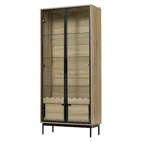 SONNENH Holz-Mehrzweckschrank, MDF, 75 x 35 cm, Schwarz/Natur
