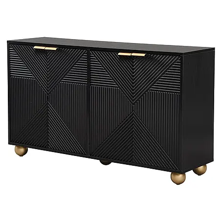 SONNENH Sideboard, MDF, 120 x 35 cm, Schwarz