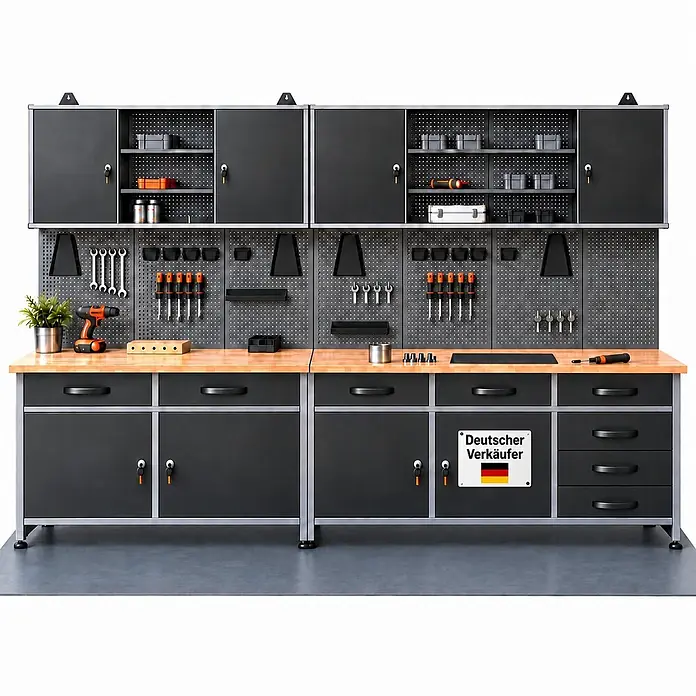 Ondis24 Werkstatt Set Bruno 280cm 2 Schränke - 