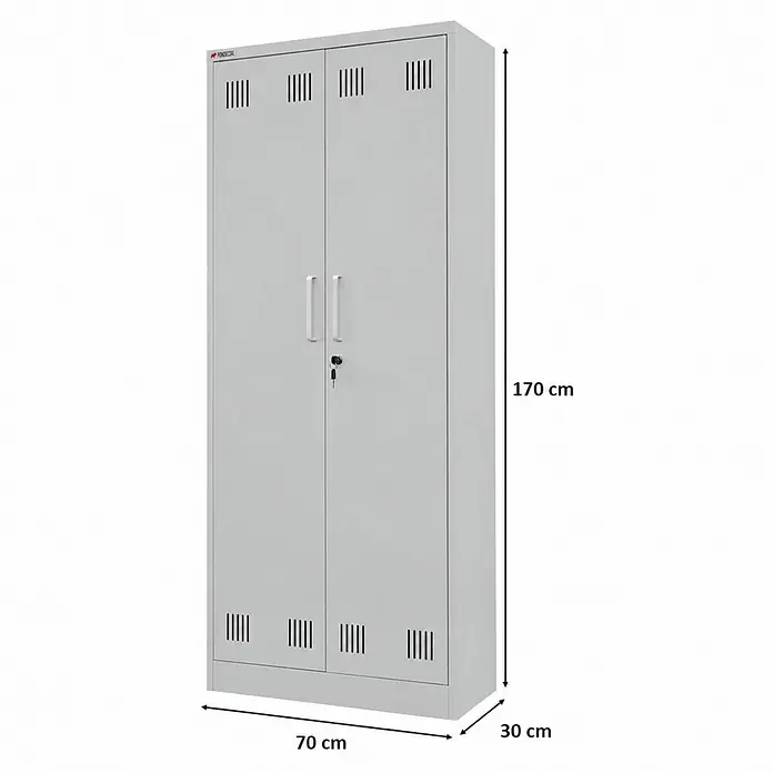 PROREGAL Putzmittelschrank RHINO Metall 170x70x30cm Lichtgrau 2 Türen - 
