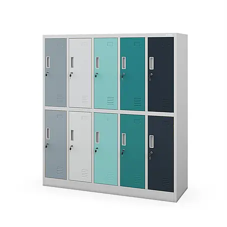 Jan Nowak Schulschrank BARTUS, 150x136x45 cm, Grau/Blau/Dunkelblau