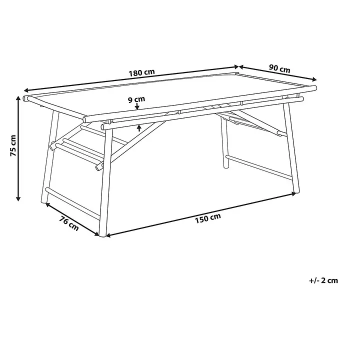 Esstisch TINDARI in Braun - (W) 90 x (H) 75 x - L - Klappbare Massageliege mit einer Oberfläche von 180x90 cm und 75 cm Höhe.