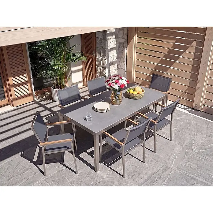Esstisch GROSSETO in Grau/Silber - (W) 90 x (H) 76 x - L