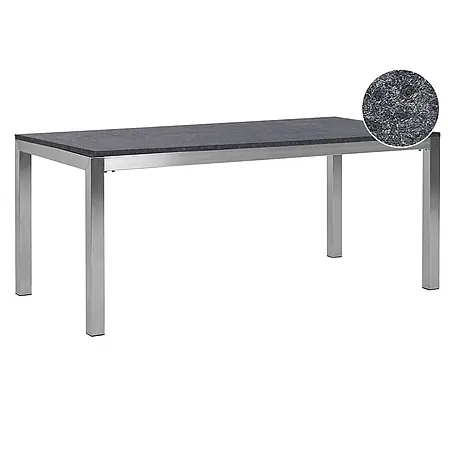 Esstisch GROSSETO in Grau/Schwarz/Silber - (W) 90 x (H) 76 x (L) 180 cm