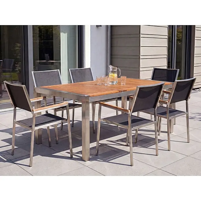 Esstisch GROSSETO in Braun/Silber - (W) 100 x (H) 74 x - L