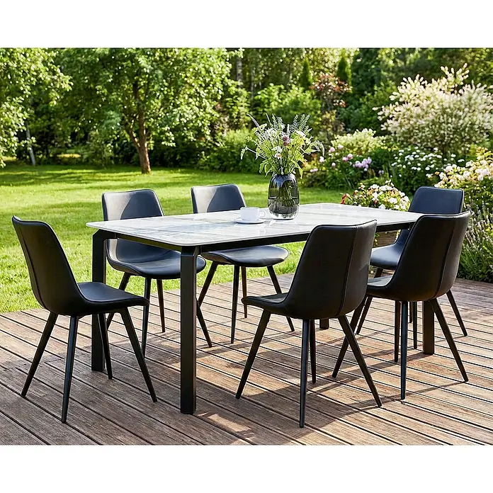 Esstisch FELETTO in Grau/Schwarz - (W) 90 x (H) 76 x - L