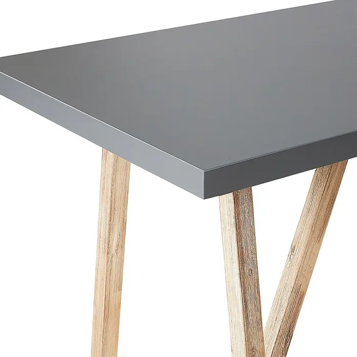 Esstisch TALAMONE in Braun/Grau - (W) 70 x (H) 100 x - L - Graue Tischplatte mit hellen Holzbeinen.