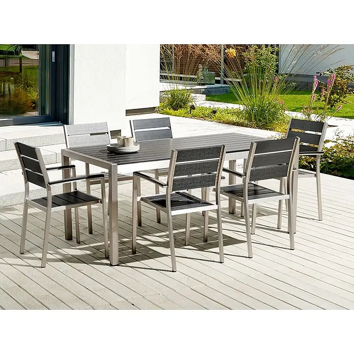 Esstisch VERNIO in Schwarz/Silber - (W) 90 x (H) 76 x - L