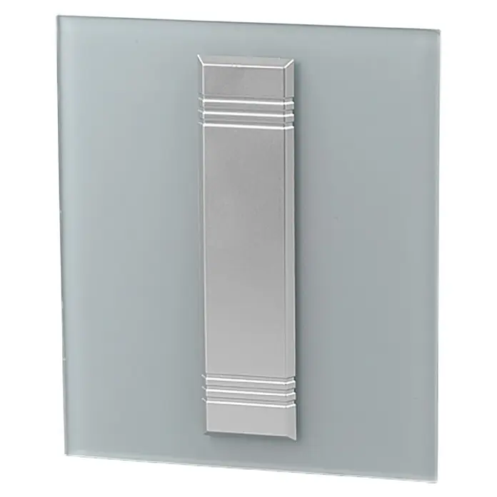 Heidemann Gong Chorus - 45 x 160 x 190 mm, Kunststoff, Silber - Milchglasplatte mit einem mittigen silbernen Zierstreifen aus Metall.