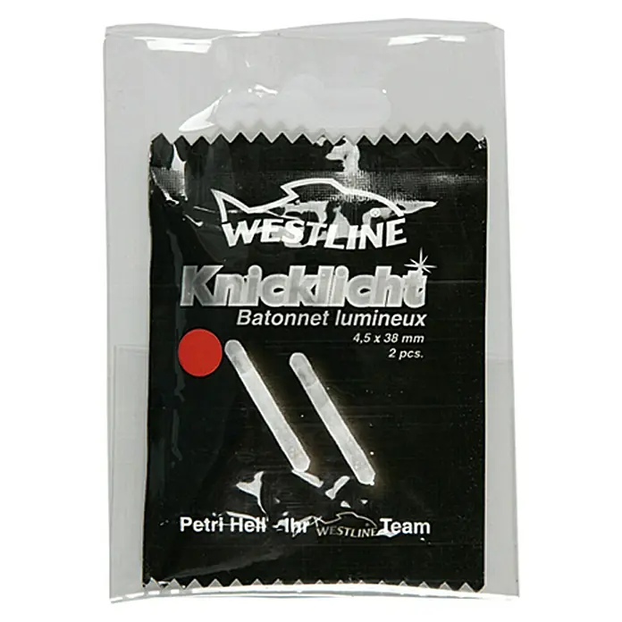Westline Knicklicht - Rot, Länge: 39 mm, Durchmesser: 4,5 mm, 2 Stk. - Packung Westline Knicklicht, 4,5 x 38 mm, 2 Stück. Ideal für Angelausflüge und andere Outdoor-Aktivitäten bei Nacht.