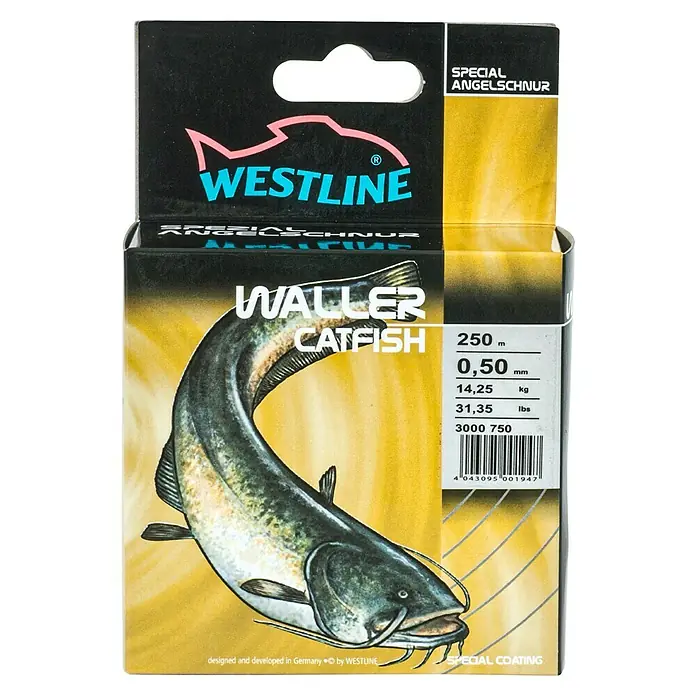 Westline Zielfischschnur - Wels, Durchmesser: 0,5 mm, Länge: 250 m, Grün - Westline Waller Catfish Angelschnur, 250m, 0,50mm, 14,25kg, 31,35lbs. Hochwertige Angelschnur speziell für Welsangler, entwickelt in Deutschland.