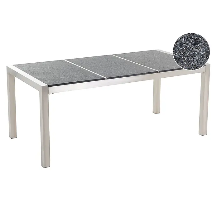 Esstisch GROSSETO in Grau/Schwarz/Silber - (W) 90 x (H) 74 x - L