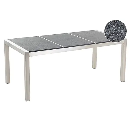 Esstisch GROSSETO in Grau/Schwarz/Silber - (W) 90 x (H) 74 x (L) 180 cm