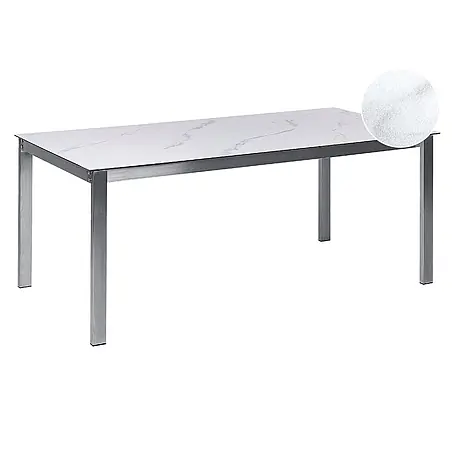 Esstisch COSOLETO in Weiß/Silber - (W) 90 x (H) 75 x (L) 180 cm